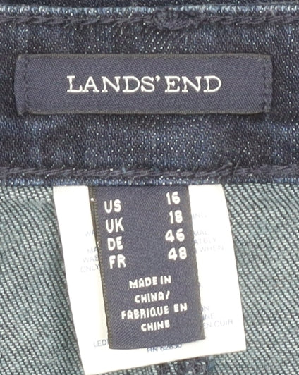 Lands' End Women's Blue Pencil Denim Skirt Size 18