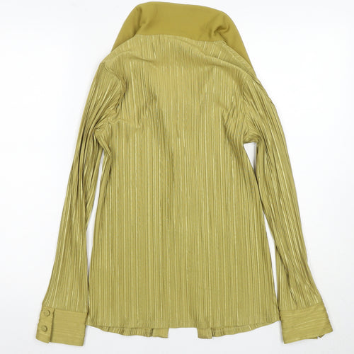 River Island Women's Gold Button-Up Shirt Size 10