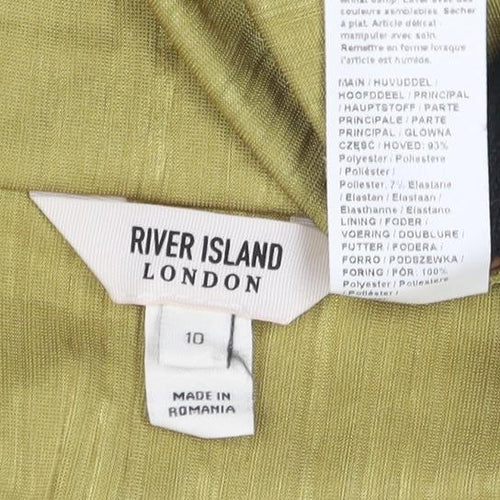River Island Women's Gold Button-Up Shirt Size 10