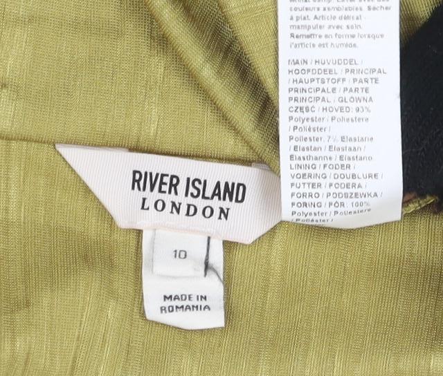 River Island Women's Gold Button-Up Shirt Size 10