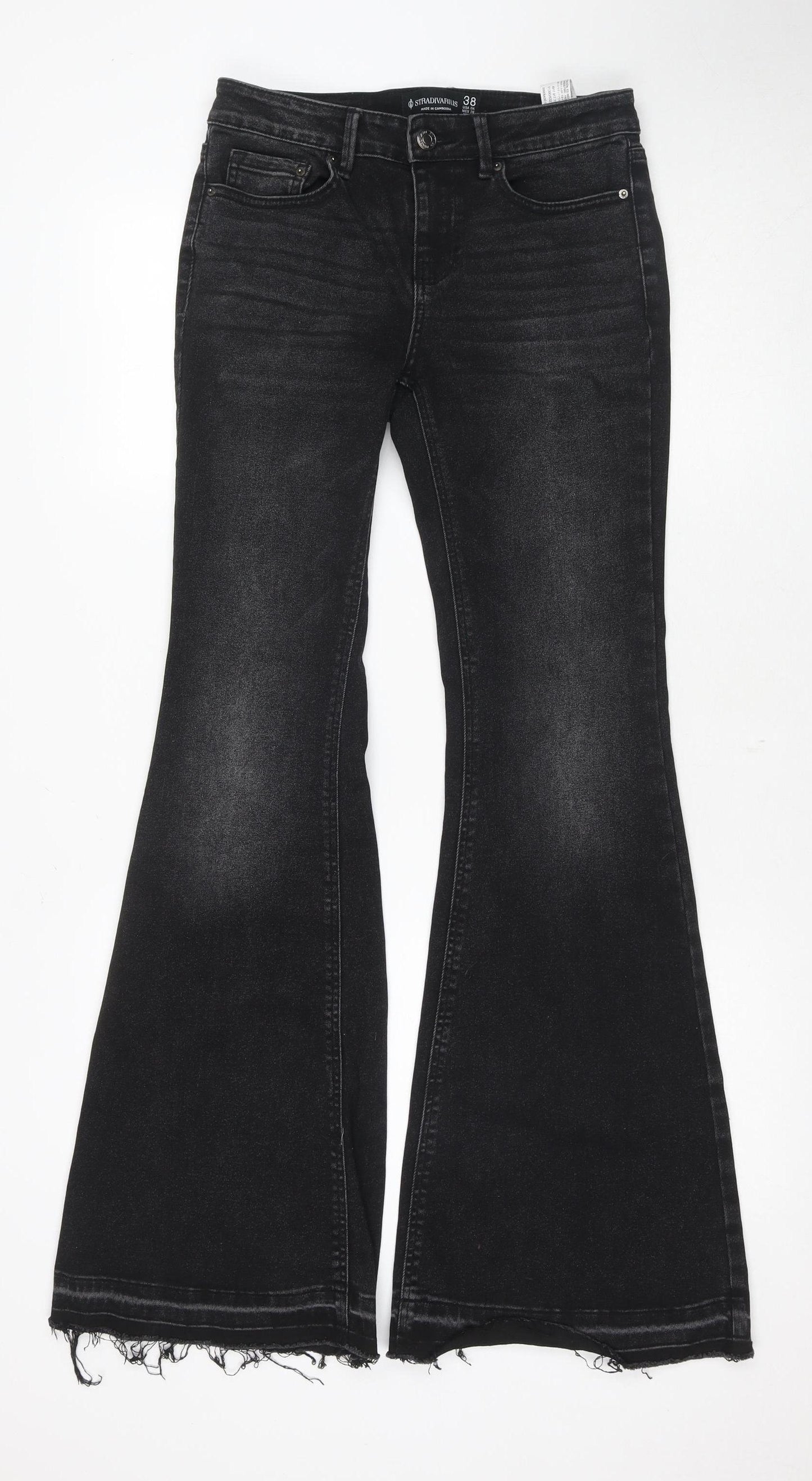 Stradivarius Women's Black Flared Jeans Size 10