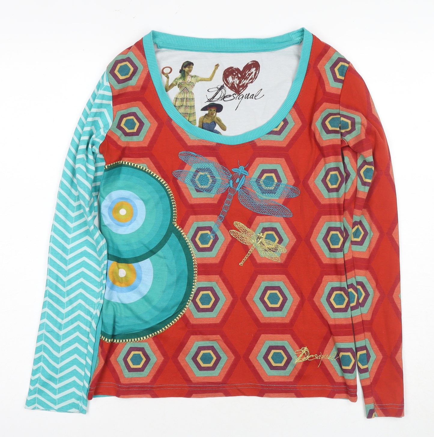 Desigual Women's Multicoloured Long Sleeve T-Shirt L