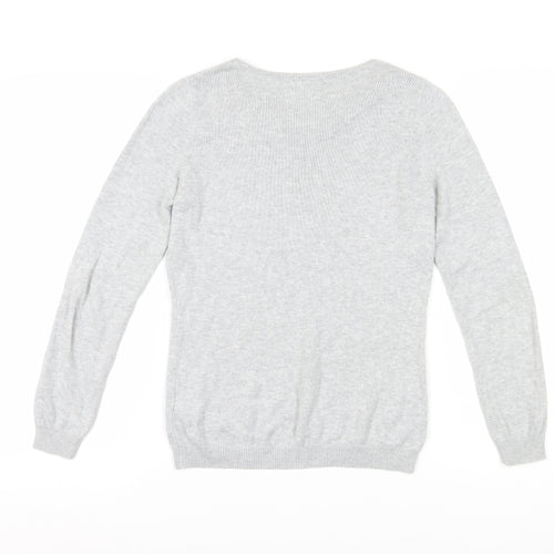 Wallis Petite Grey Beaded Crew Neck Women's Jumper Size 8