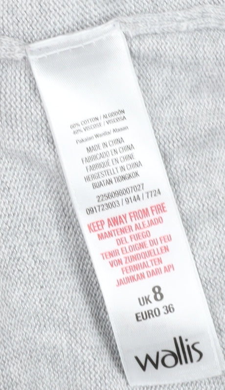 Wallis Petite Grey Beaded Crew Neck Women's Jumper Size 8