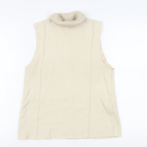 Zara Women's Beige Roll Neck Sleeveless Vest