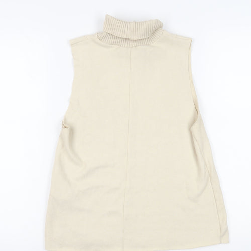 Zara Women's Beige Roll Neck Sleeveless Vest