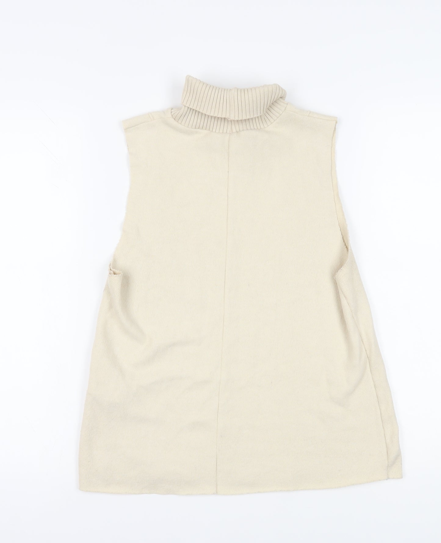Zara Women's Beige Roll Neck Sleeveless Vest