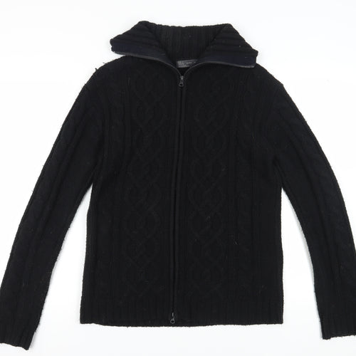 Zara Women’s Black L Cable-Knit Full Zip Jumper