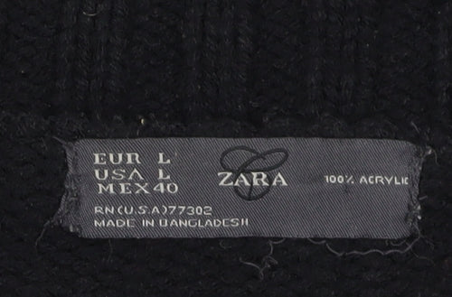 Zara Women’s Black L Cable-Knit Full Zip Jumper