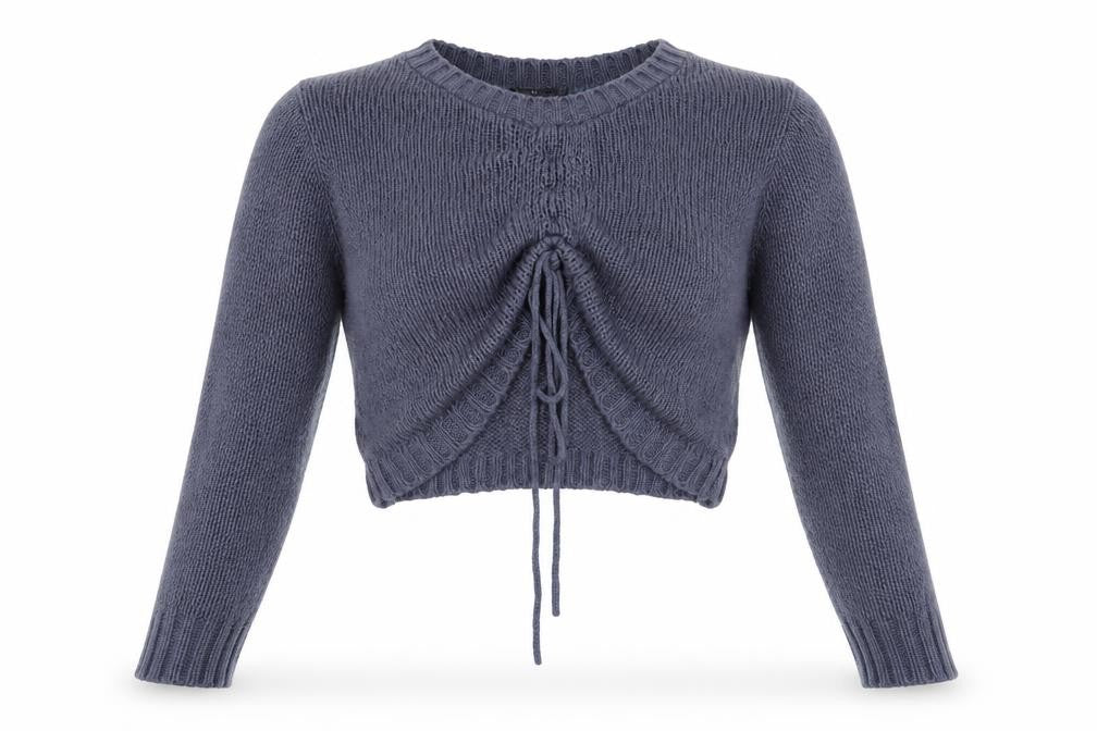 Front view of Boohoo Women's Blue Pullover Chunky Knit Jumper S