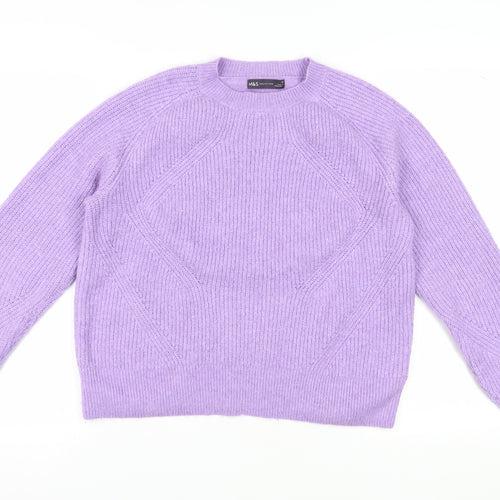 Marks and Spencer Women’s Lilac Knit Jumper, M, Crew Neck