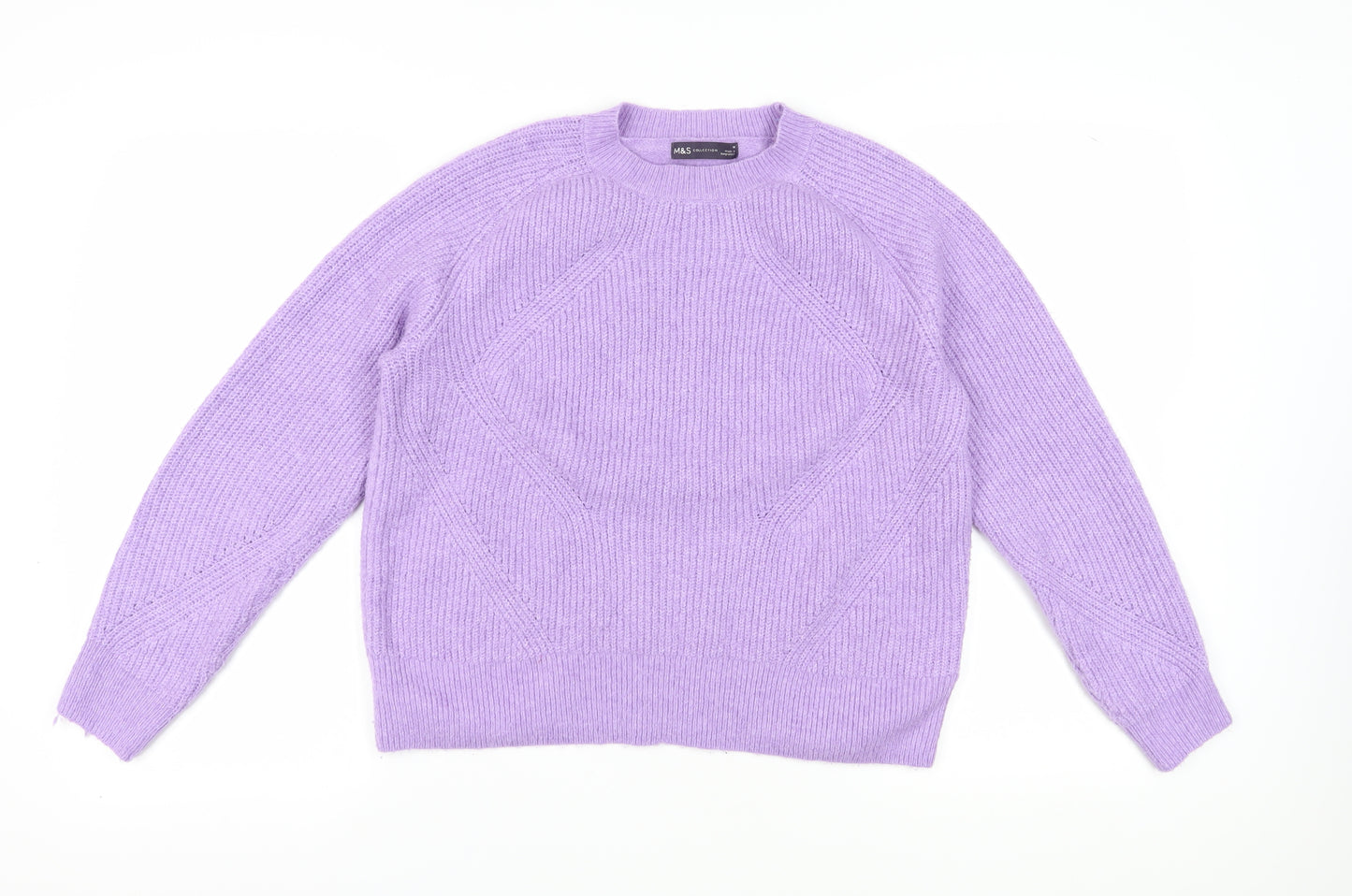 Marks and Spencer Women’s Lilac Knit Jumper, M, Crew Neck