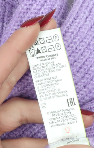 Marks and Spencer Women’s Lilac Knit Jumper, M, Crew Neck