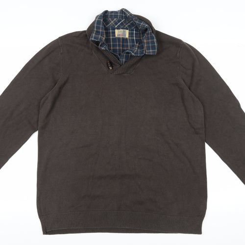 Marks and Spencer Unisex Brown XL Collared Pullover Jumper