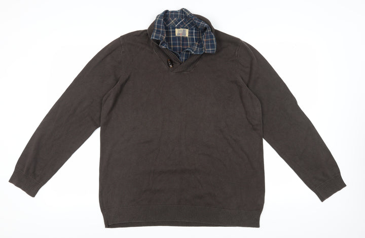 Marks and Spencer Unisex Brown XL Collared Pullover Jumper
