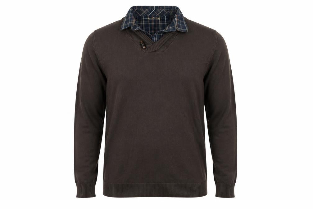 Front view of Marks & Spencer unisex brown xl collared jumper