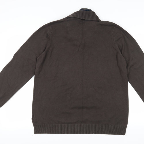 Marks and Spencer Unisex Brown XL Collared Pullover Jumper