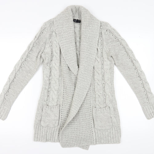 New Look Women’s Grey Cable-Knit Cardigan Size 10
