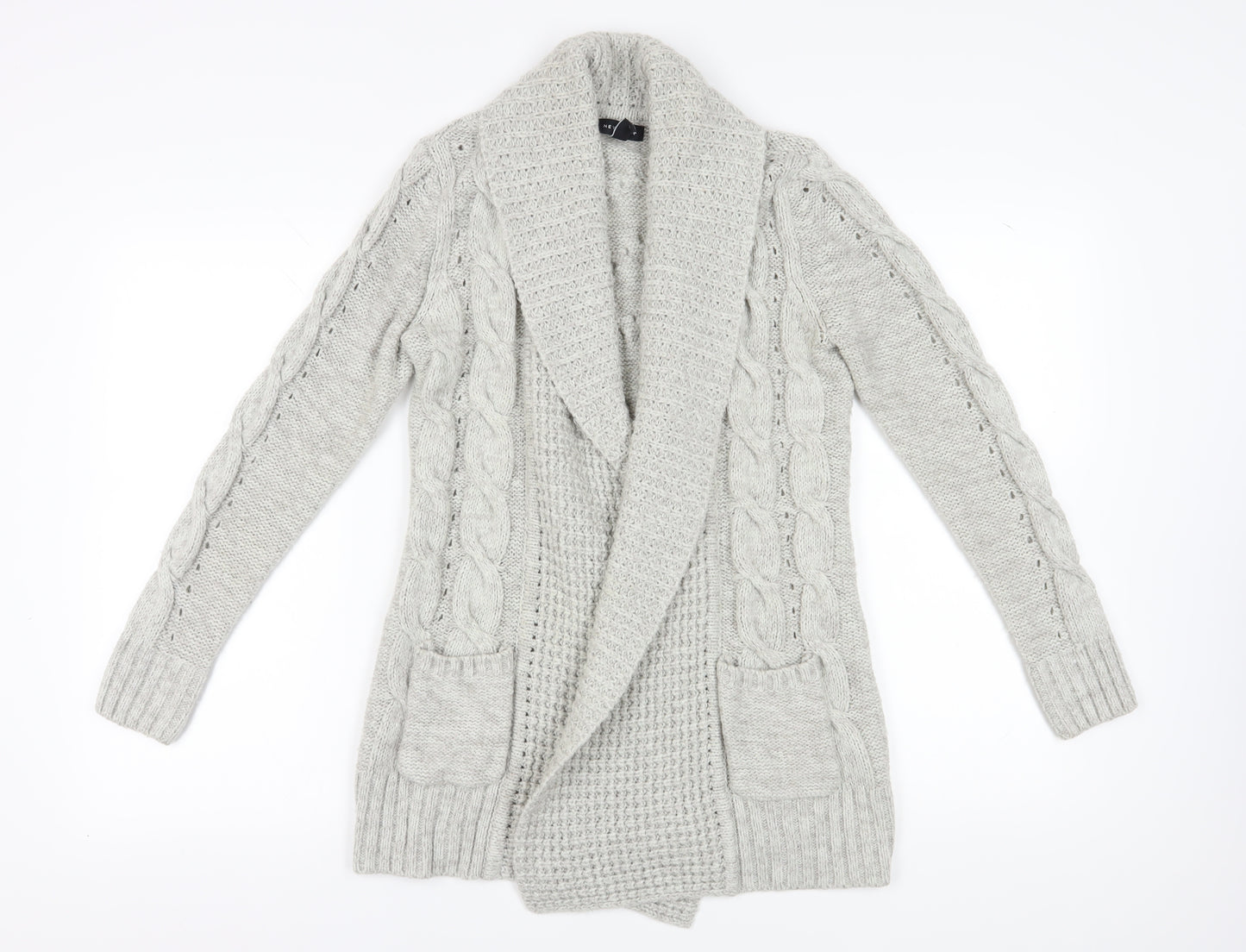 New Look Women’s Grey Cable-Knit Cardigan Size 10