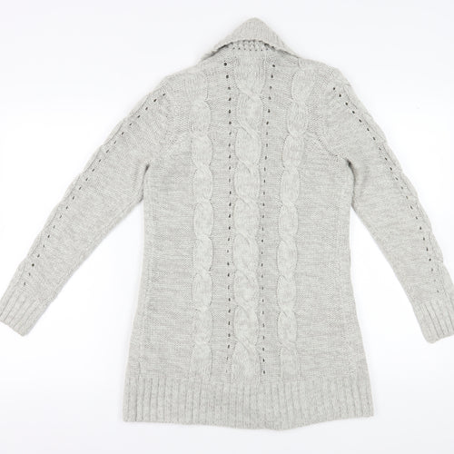New Look Women’s Grey Cable-Knit Cardigan Size 10