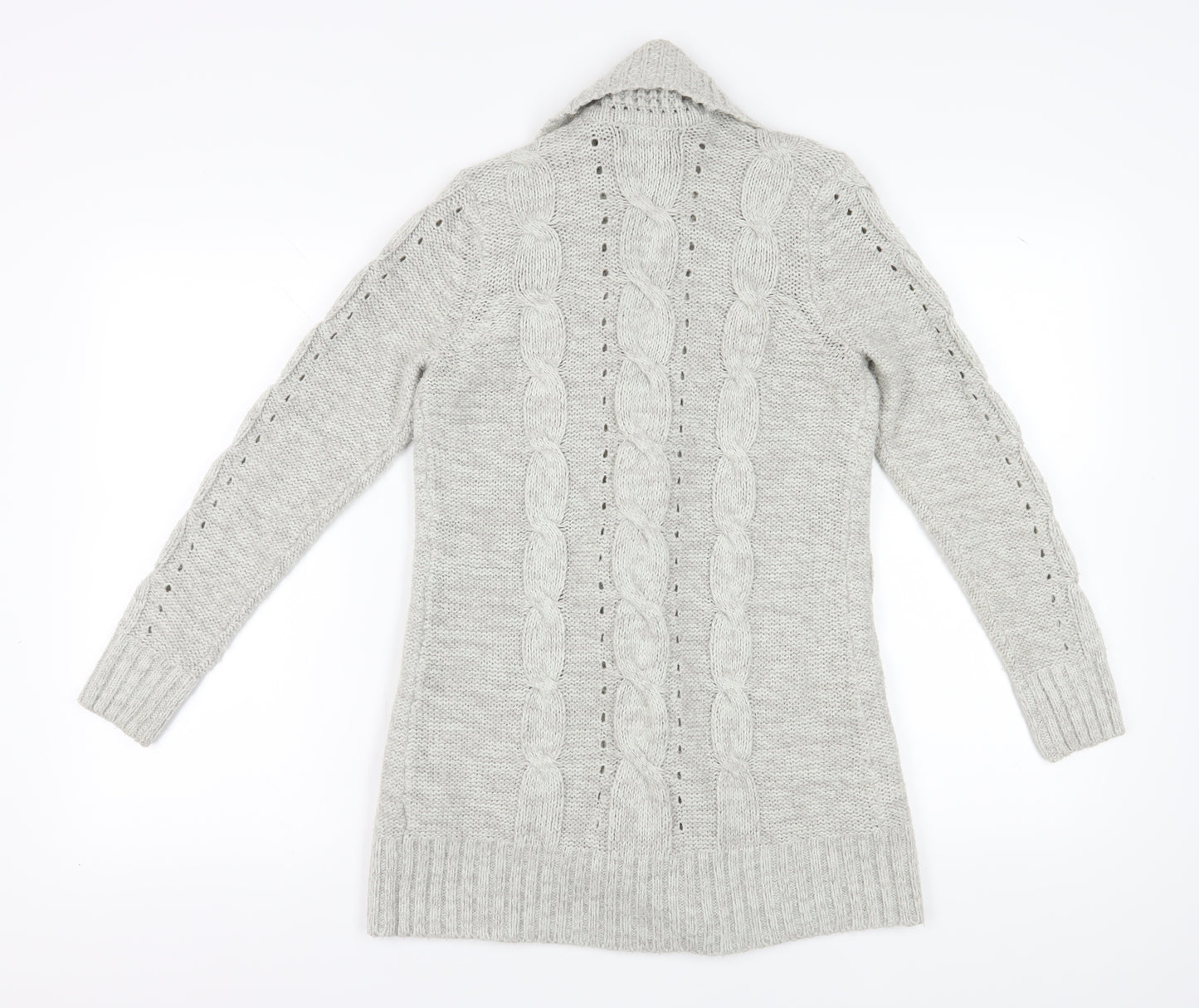 New Look Women’s Grey Cable-Knit Cardigan Size 10
