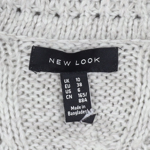 New Look Women’s Grey Cable-Knit Cardigan Size 10