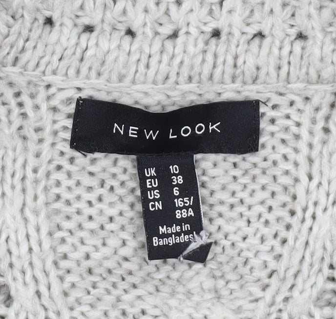 New Look Women’s Grey Cable-Knit Cardigan Size 10