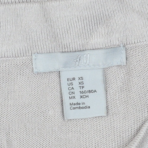 H&M Women's Beige Bow Neck Top XS