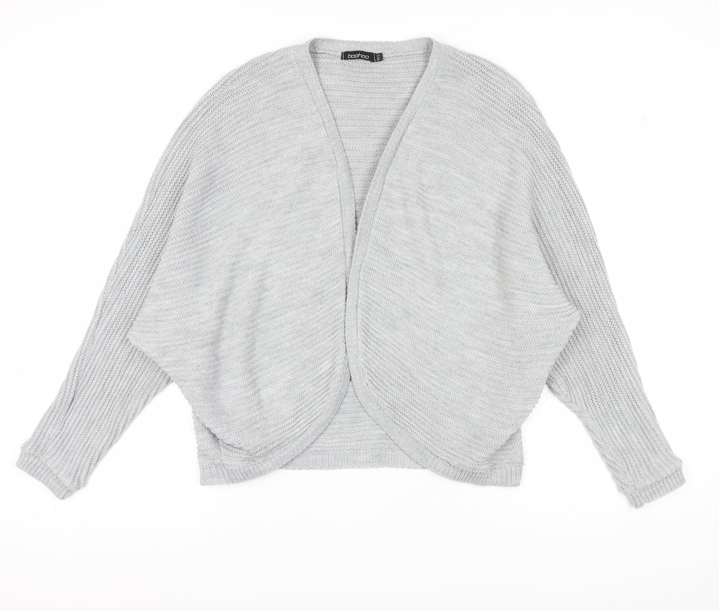 Boohoo Women's Grey Cardigan M/L, V-Neck, Open-Knit