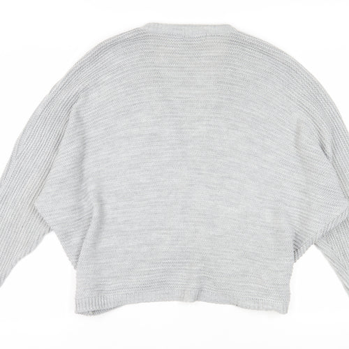 Boohoo Women's Grey Cardigan M/L, V-Neck, Open-Knit