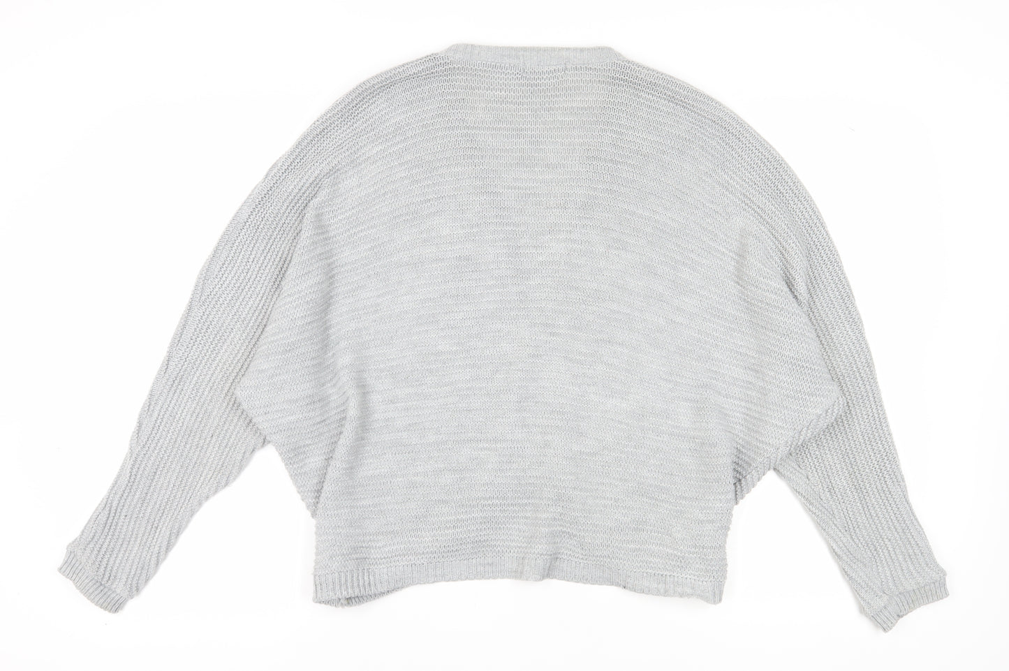 Boohoo Women's Grey Cardigan M/L, V-Neck, Open-Knit