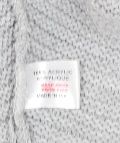 Boohoo Women's Grey Cardigan M/L, V-Neck, Open-Knit