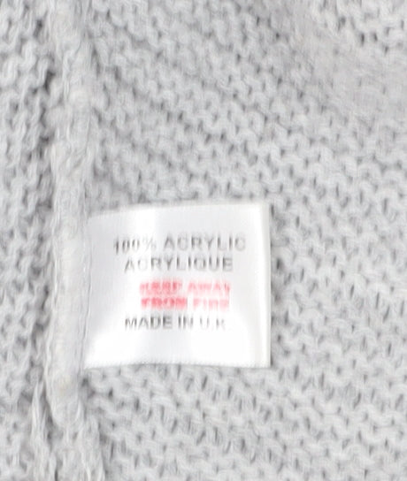 Boohoo Women's Grey Cardigan M/L, V-Neck, Open-Knit