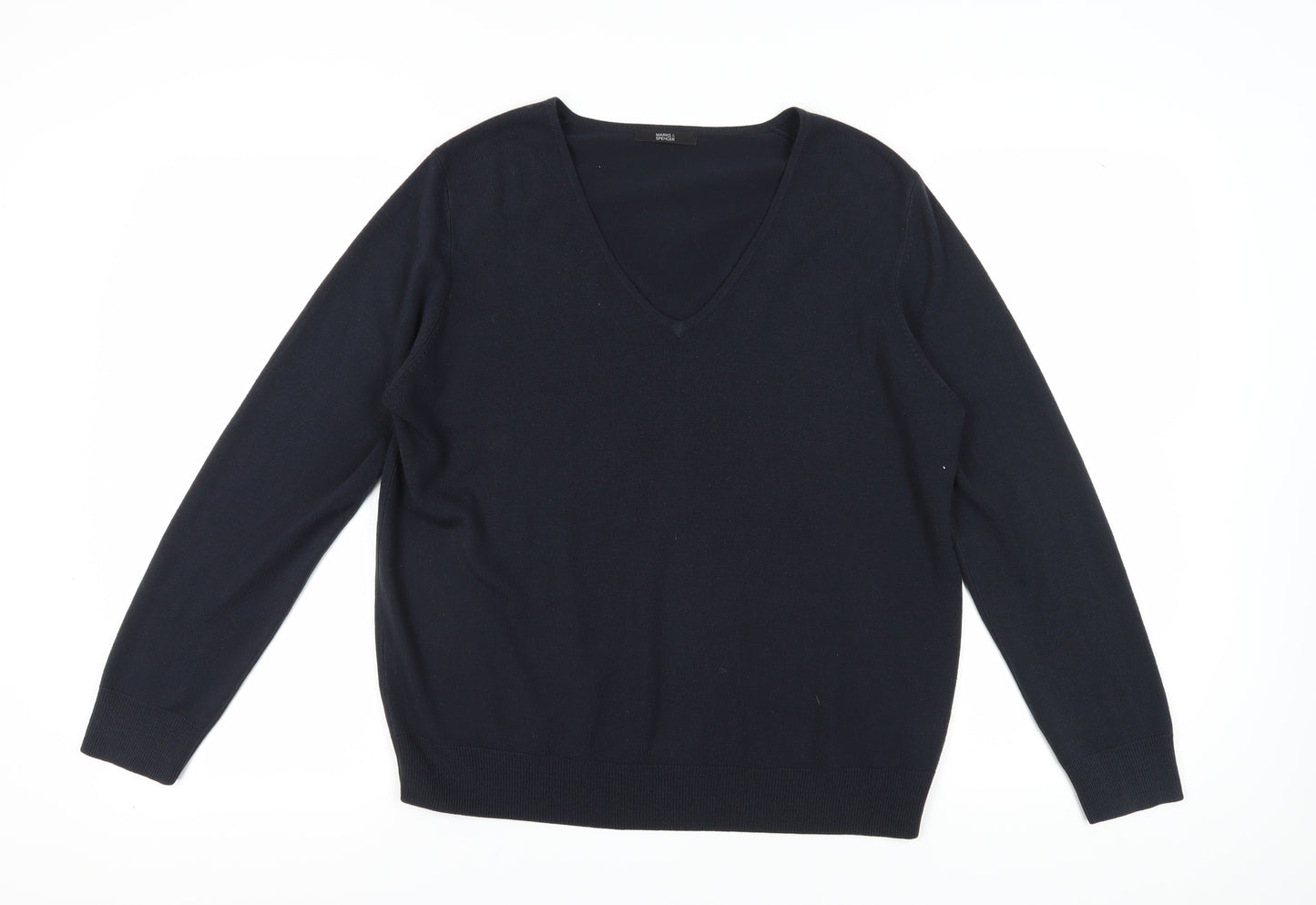 Marks and Spencer Women's Blue Pullover V-Neck Jumper Size 18