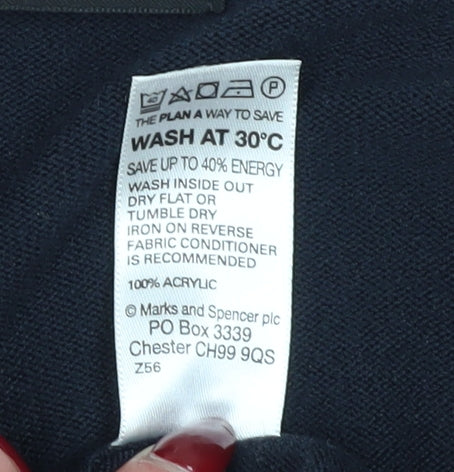 Marks and Spencer Women's Blue Pullover V-Neck Jumper Size 18