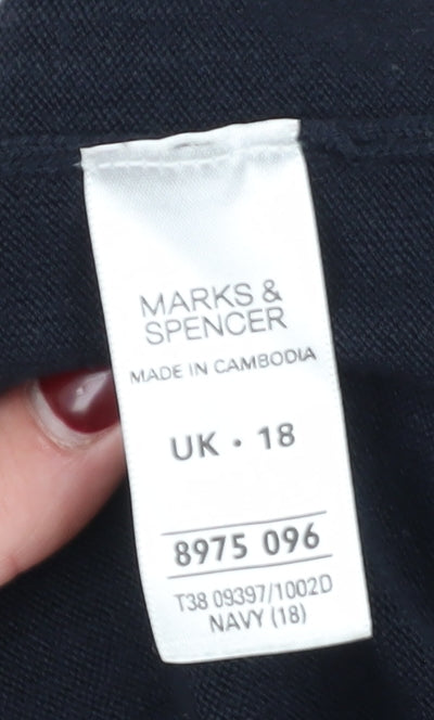 Marks and Spencer Women's Blue Pullover V-Neck Jumper Size 18