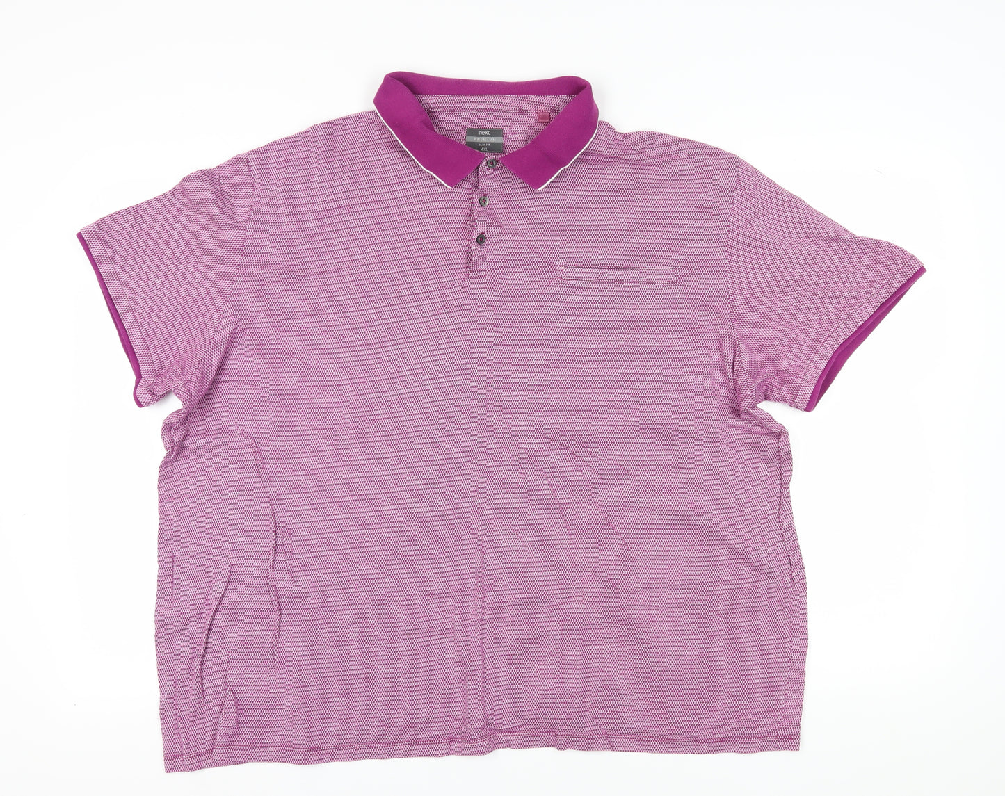Next Men's Purple Polo Shirt 4XL Collared Casual