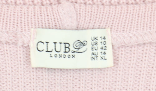 Club L London Women's Pink Distressed Pullover Size 14