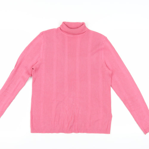 Marks and Spencer Women's Pink Roll Neck Jumper Size 12