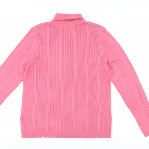 Marks and Spencer Women's Pink Roll Neck Jumper Size 12