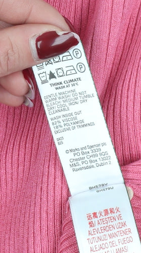 Marks and Spencer Women's Pink Roll Neck Jumper Size 12