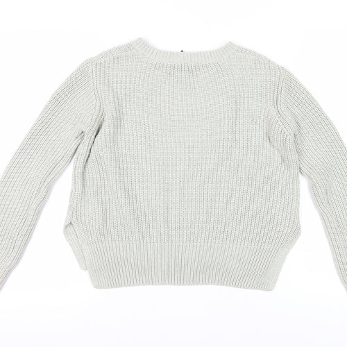 H&M Women's Grey Cable-Knit Crew Neck Jumper Size 12
