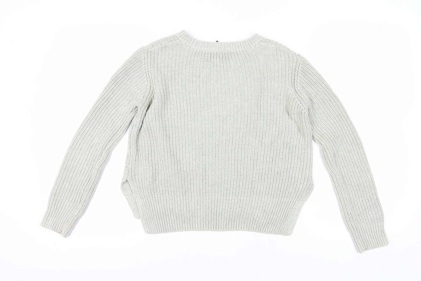 H&M Women's Grey Cable-Knit Crew Neck Jumper Size 12