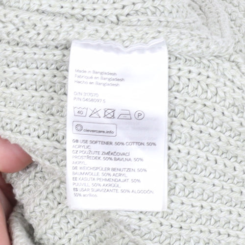 H&M Women's Grey Cable-Knit Crew Neck Jumper Size 12