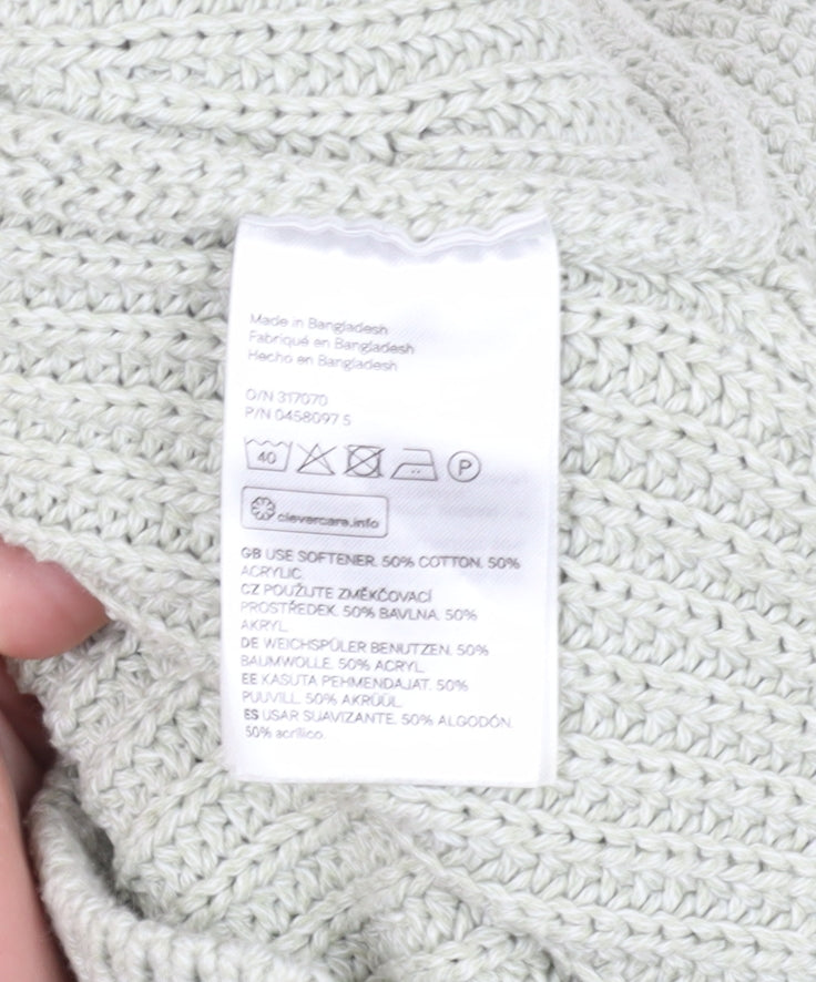 H&M Women's Grey Cable-Knit Crew Neck Jumper Size 12