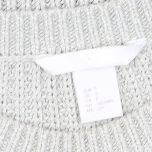 H&M Women's Grey Cable-Knit Crew Neck Jumper Size 12