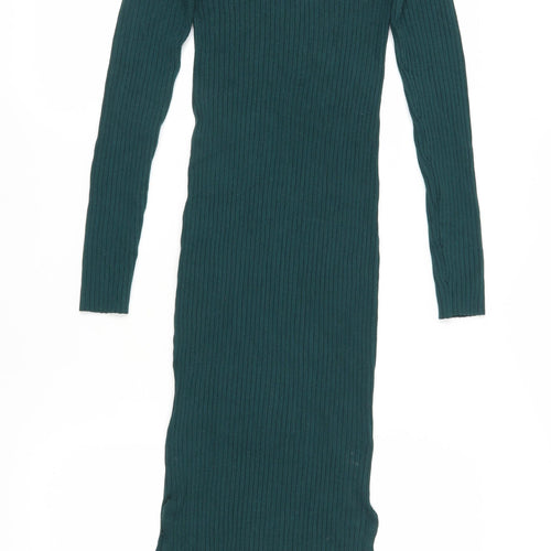 Monki Women's Green Midi Sheath Knit Dress XS