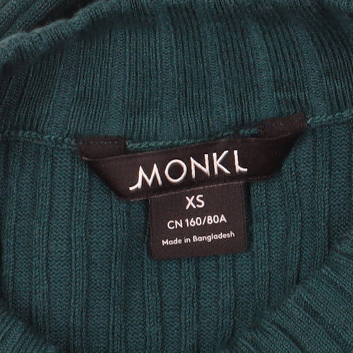 Monki Women's Green Midi Sheath Knit Dress XS