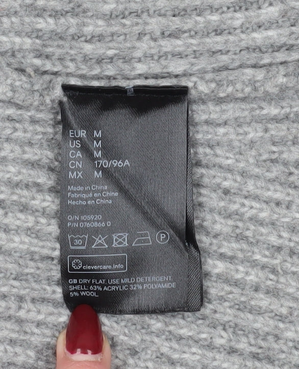 H&M Women's Grey Cardigan, Size M, Chunky Knit