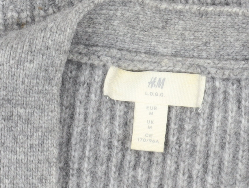 H&M Women's Grey Cardigan, Size M, Chunky Knit